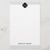 Lt Gray Wht Polka Dots Black Quatrefolie 3 Monogra Briefpapier (Vorderseite)