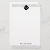 Lt Gray Wht Polka Dots Black Quatrefolie 3 Monogra Briefpapier (Vorne/Hinten)