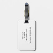 Lt Gray WhZickzack Black Quatrefolie 3 Monogramm Gepäckanhänger (Rückseite vertikal)