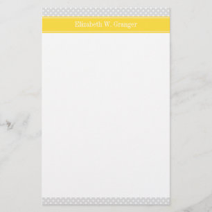 Lt Grey White Polka Dots Ananas Name Monogramm Briefpapier