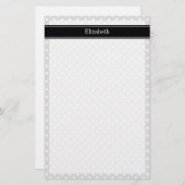 Lt Grey White Polka Dots Black Name Monogram Briefpapier (Vorne/Hinten)