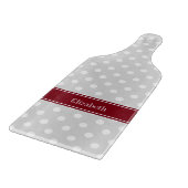 Lt Grey White Polka Dots Burgundy Name Monogram Schneidebrett (Ecke)
