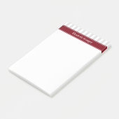Lt Grey White Stripe Burgundy Name Monogram Post-it Klebezettel (angewinkelt)