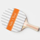 Lt Grey White Stripe Pumpkin Orange Name Monogram Tischtennis Schläger (Seitenansicht)