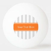 Lt Grey White Stripe Pumpkin Orange Name Monogram Tischtennisball (Rückseite)