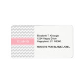 Lt Grey White Zickzack Zigzag Pink Name Monogram Adressaufkleber (Vorne)