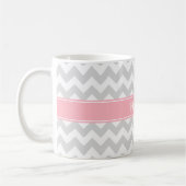Lt Grey White Zickzack Zigzag Pink Name Monogram Kaffeetasse (Links)