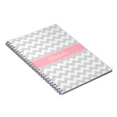 Lt Grey White Zickzack Zigzag Pink Name Monogram Notizblock (Rechte Seite)