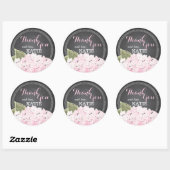 Lt Pink Hydrangea auf Chalkboard Vielen Dank Stick Runder Aufkleber (Blatt)