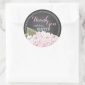 Lt Pink Hydrangea auf Chalkboard Vielen Dank Stick Runder Aufkleber (Tasche)