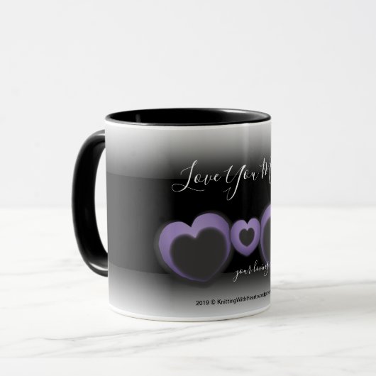 Lt PURPLE ❤ "Liebe, die Sie Mama-" Monogramm-Herz Tasse (Vorderseite Links)