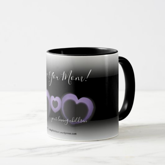 Lt PURPLE ❤ "Liebe, die Sie Mama-" Monogramm-Herz Tasse (VorderseiteRechts)