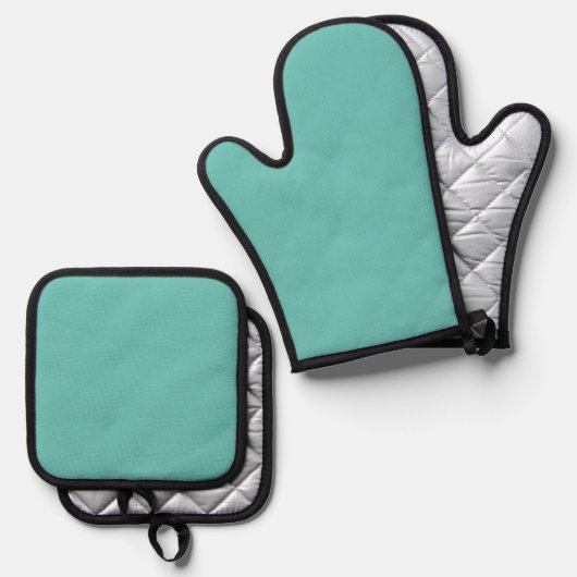 Lt Teal Hutschutz  Ofenhandschuh & Topflappen-Set (Vorderseite/Rückseite)