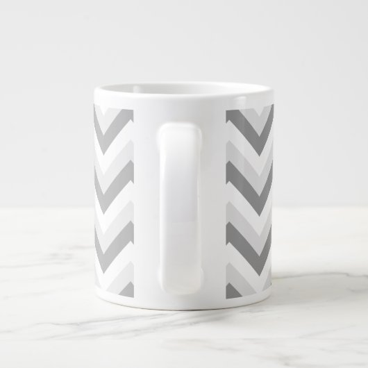 Lt Two Grey White Zickzack Aqua Monogram Jumbo-Tasse (Rückseite)