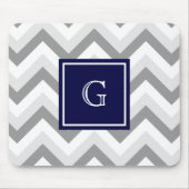 Lt Two Grey White Zickzack SQ Navy Monogram Mousepad (Vorne)
