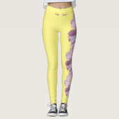 Lt. Yellow Iowa Staat Blume Wilde Rose Leggings (Vorderseite)