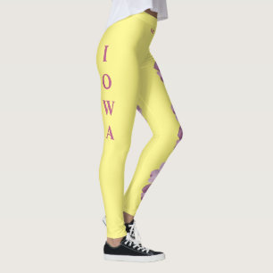 Lt. Yellow Iowa Staat Blume Wilde Rose Leggings