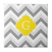 lt Zwei grauweiße Zickzack-gelbe Monogramm Fliese (Vorderseite)