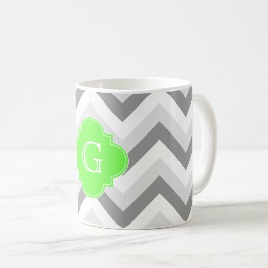 lt Zwei grauweiße Zickzack Quatrefolien-Monogramm Kaffeetasse (VorderseiteRechts)