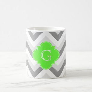 lt Zwei grauweiße Zickzack Quatrefolien-Monogramm Kaffeetasse