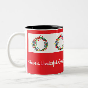 Ltc-Rote Weihnachts-Kaffeetasse mit Kränzen Zweifarbige Tasse