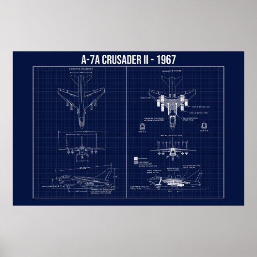 LTV A-7 Corsair II Blueprint 1967 Poster (Vorne)