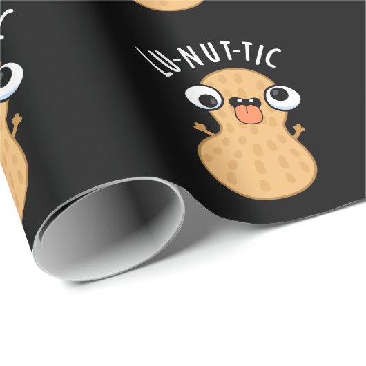 Lu-nut-ic Funny Peanut Puns Dark BG Geschenkpapier (Rolleneckpunkt)