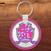 Luana Buchstabe L Name bedeutet Pink-Löwe-Wappen Schlüsselanhänger (Vorderseite)