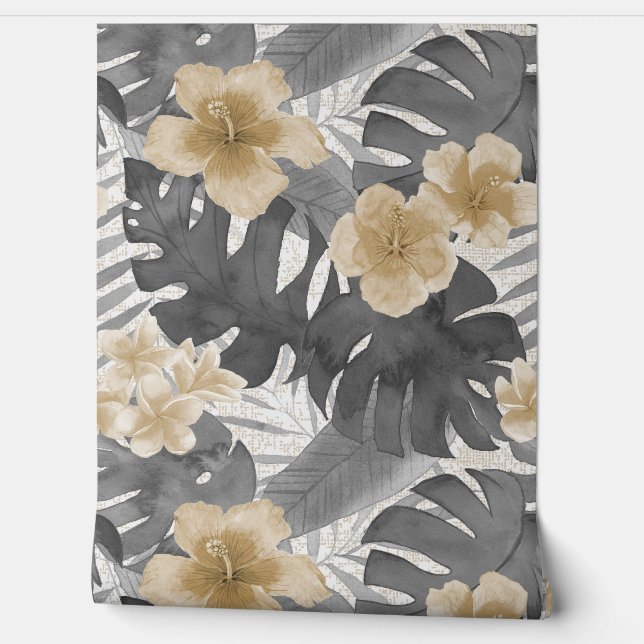 Luana Watercolor Tropical Floral-Neutral Tapete (Abrollen)