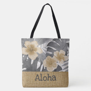 Luana Watercolor Tropical Gray Reverse Beach Bag Tasche