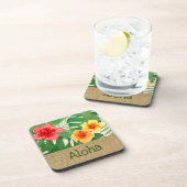 Luana Watercolor Tropical Vivid Floral Getränkeuntersetzer (Rechte Seite)