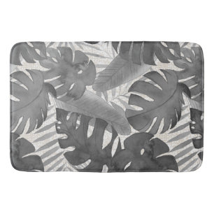 Luana Watercolor Tropisches Grau Blätter Bath Mat Badematte