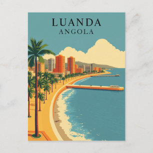 Luanda, Angola Strand Vintage Reise Kunst Postkarte