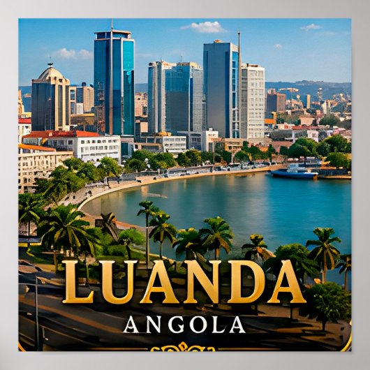 Luanda-Bucht und moderne angolanische Skyline Poster (Vorne)
