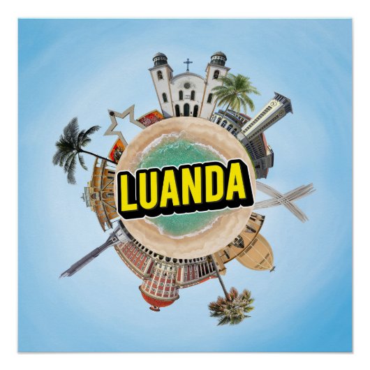 Luanda winziger kleiner Planet Wahrzeichen Archite Poster (Vorderseite)