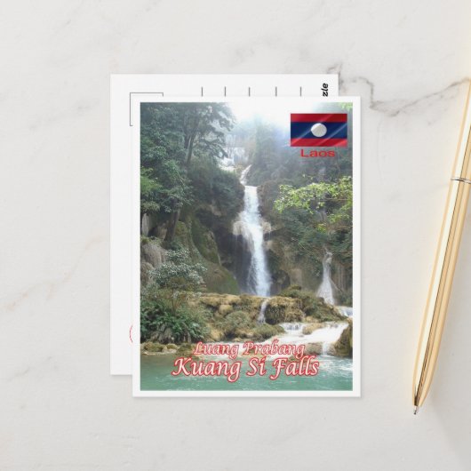 Luang Prabang - Kuang Si Falls - Laos - Postkarte (Vorderseite/Rückseite Beispiel)
