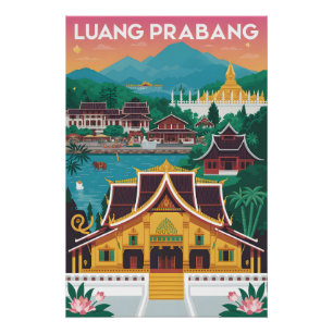 Luang Prabang Laos Retro-Reiseposter-Kunst Poster