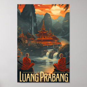 Luang Prabang Laos Vintage Kunst Poster
