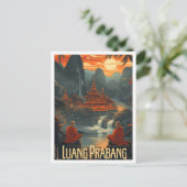 Luang Prabang Laos Vintage Kunst Postkarte (Stehend Vorderseite)