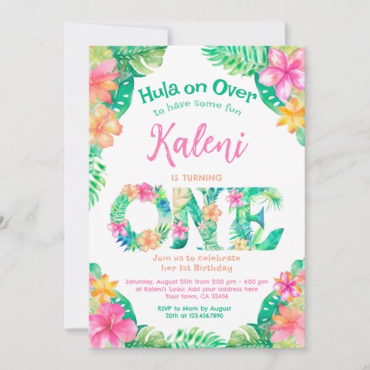 Luau 1. Geburtstag Einladung (Vorderseite)