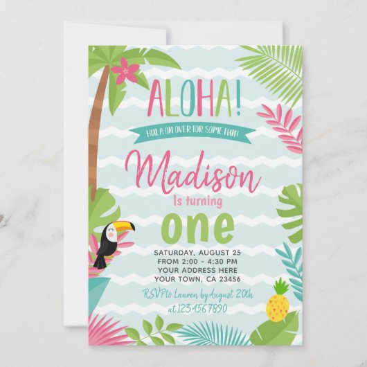 Luau 1. Geburtstag Einladung (Vorderseite)