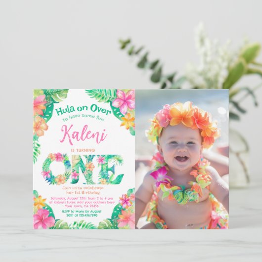 Luau 1. Geburtstag Einladung (Stehend Vorderseite)