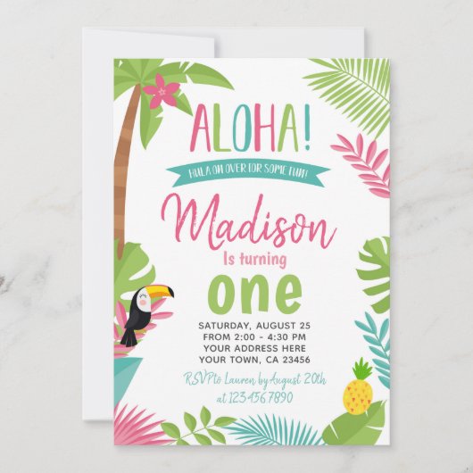 Luau 1. Geburtstag Einladung (Vorderseite)