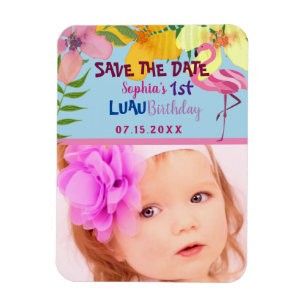 Luau 1. Geburtstagsfoto Save The Date Magnet