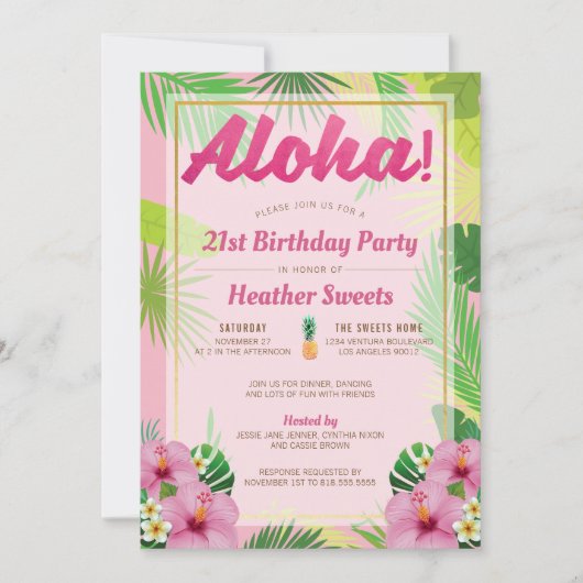 Luau 21. Geburtstag Party Einladung (Vorderseite)