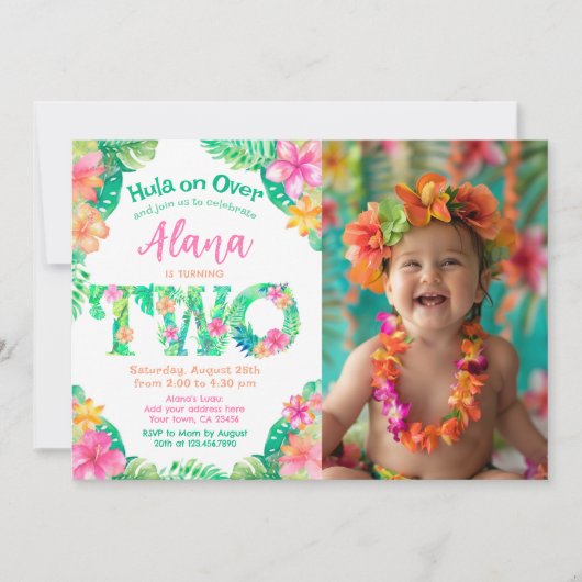 Luau 2. Geburtstag Einladung (Vorderseite)