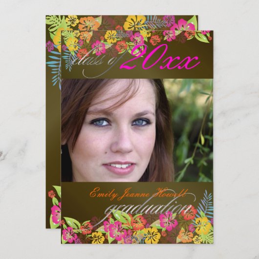 LUAU-ABBILDUNGSPARTEI/HIBISKUS/RAINBOW EINLADUNG (Vorne/Hinten)