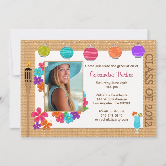 Luau Abschluss SCROLL DOWN 2013 Einladung (Vorderseite)