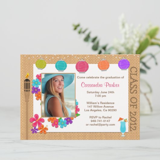 Luau Abschluss SCROLL DOWN 2013 Einladung (Stehend Vorderseite)