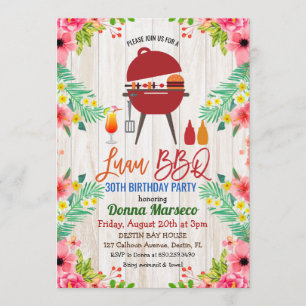Luau Aloha BBQ Tropische Geburtstagseinladung Einladung